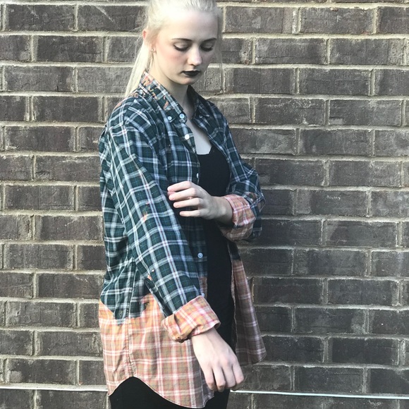 Custom bleached plaid shirt - Picture 3 of 3